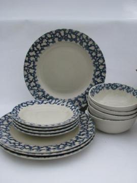 catalog photo of cobalt blue sponge border, newer Gibson pottery spongeware