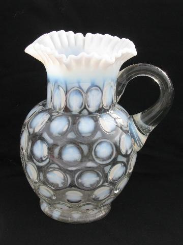 photo of coin dot coinspot spot opalescent glass pitcher, vintage Fenton #1