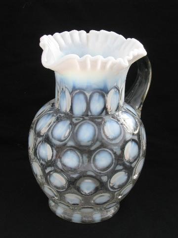 photo of coin dot coinspot spot opalescent glass pitcher, vintage Fenton #2