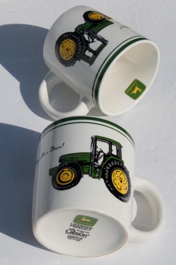 photo of collectible John Deere tractor mugs, Gibson ceramic coffee cups lot #6