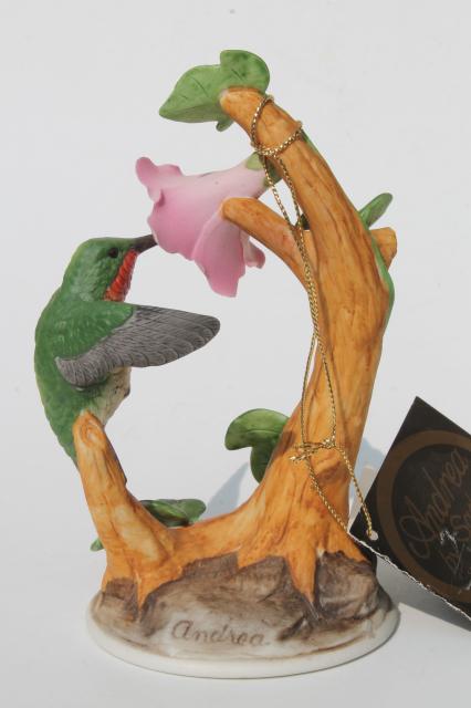 photo of collectible bisque china hummingbirds, vintage music box & hummingbird figurine #3