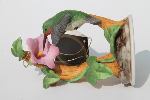 photo of collectible bisque china hummingbirds, vintage music box & hummingbird figurine #5