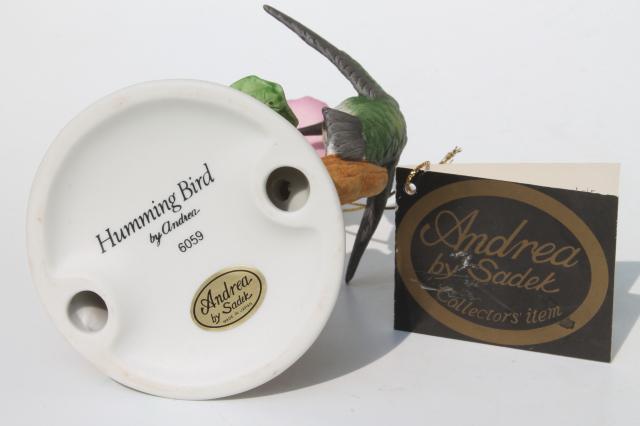 photo of collectible bisque china hummingbirds, vintage music box & hummingbird figurine #6