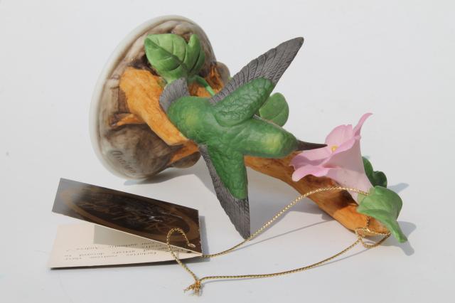 photo of collectible bisque china hummingbirds, vintage music box & hummingbird figurine #7