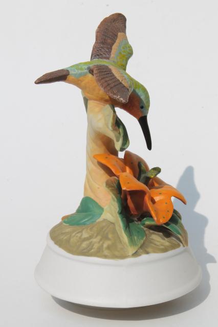 photo of collectible bisque china hummingbirds, vintage music box & hummingbird figurine #9