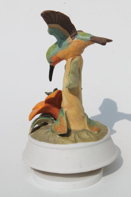 photo of collectible bisque china hummingbirds, vintage music box & hummingbird figurine #11