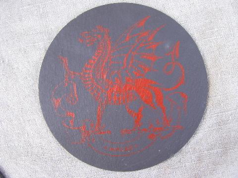 photo of collection English slate stone coasters, England flowers, Welsh dragon #2