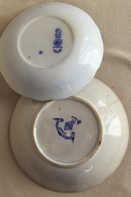 photo of collection antique flow blue china, 12 small plates saucers vintage Staffordshire England #9