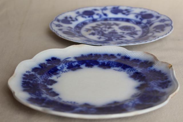 photo of collection antique flow blue china, 12 small plates saucers vintage Staffordshire England #11