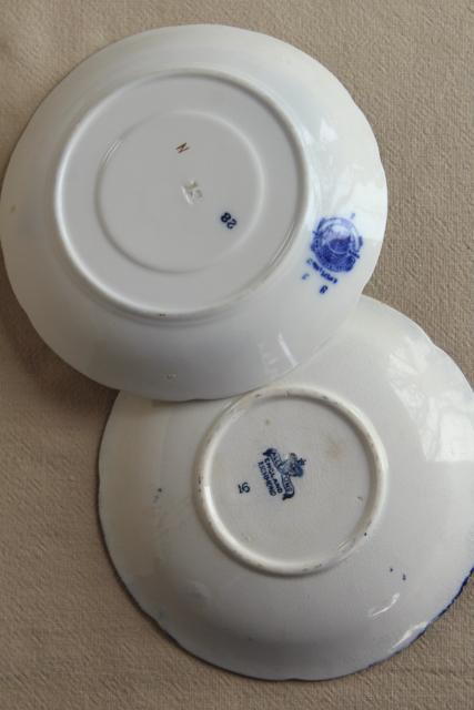 photo of collection antique flow blue china, 12 small plates saucers vintage Staffordshire England #19