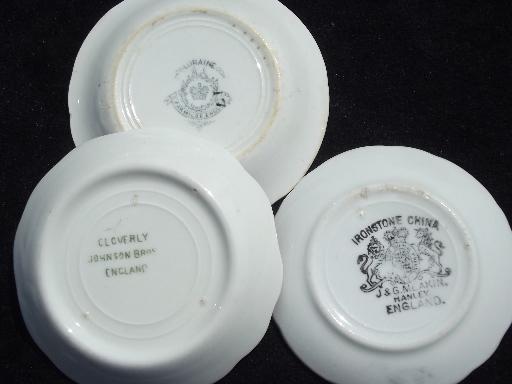 photo of collection of 12 old antique china butter pat plates, transferware etc. #3