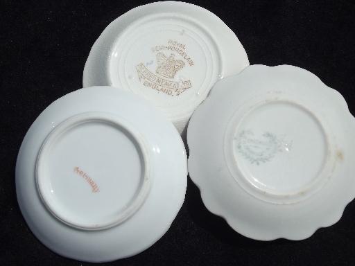 photo of collection of 12 old antique china butter pat plates, transferware etc. #9