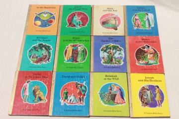 catalog photo of collection of 1960s vintage little Golden Books Bible Stories series book set