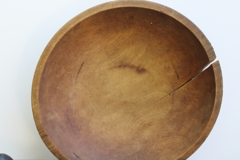 photo of collection of 22 antique vintage wood sock darners darning eggs in big old primitive wooden bowl  #7