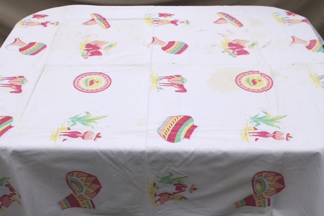 photo of collection of 50s 60s vintage tablecloths, retro prints for kitchen, dinette, patio table! #6