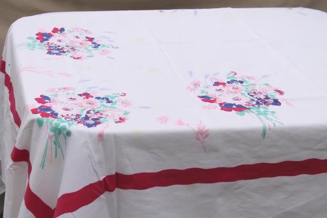 photo of collection of 50s 60s vintage tablecloths, retro prints for kitchen, dinette, patio table! #12