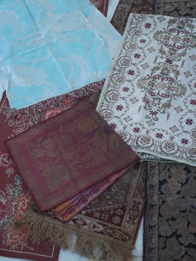 photo of collection of Arts & Crafts vintage table runners, brocade & plush tapestry #1