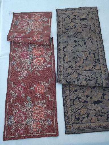 photo of collection of Arts & Crafts vintage table runners, brocade & plush tapestry #2