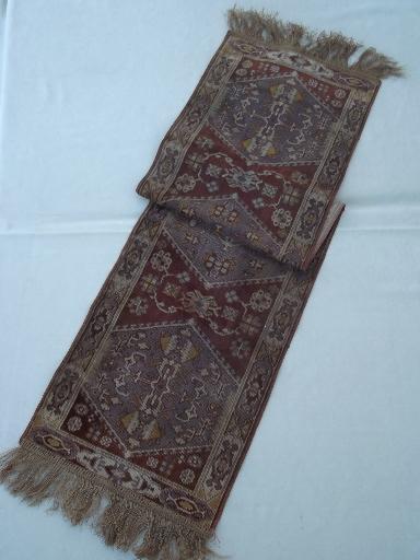 photo of collection of Arts & Crafts vintage table runners, brocade & plush tapestry #4