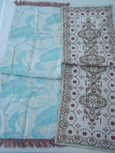 photo of collection of Arts & Crafts vintage table runners, brocade & plush tapestry #6