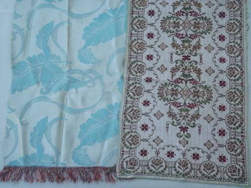 photo of collection of Arts & Crafts vintage table runners, brocade & plush tapestry #7