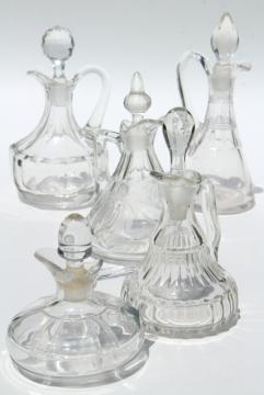 catalog photo of collection of antique cruet bottles, vintage EAPG pressed pattern glass cruets