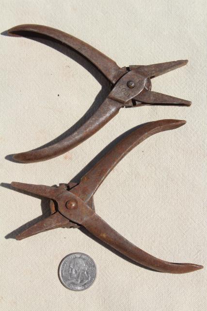 photo of collection of antique pliers, Lodi duckbill Schollhorn w/ parallel jaws vintage tool lot #6