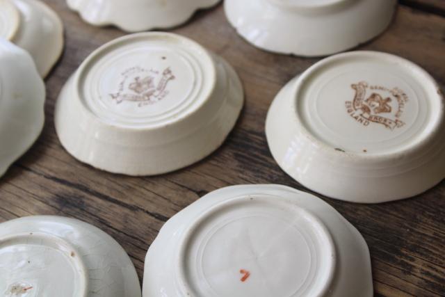 photo of collection of antique vintage china butter pats, shabby tiny plates different patterns #2