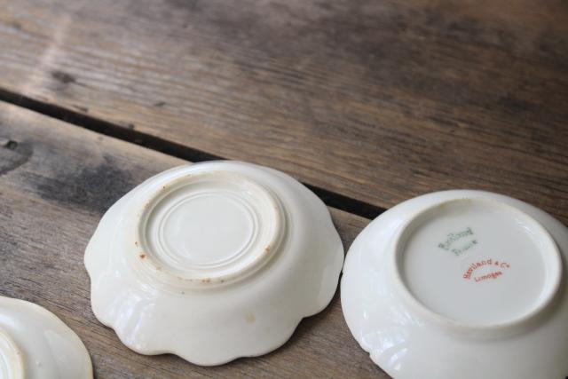 photo of collection of antique vintage china butter pats, shabby tiny plates different patterns #3