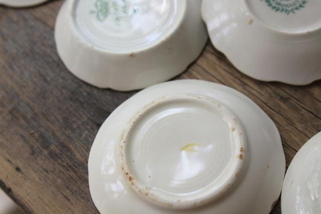 photo of collection of antique vintage china butter pats, shabby tiny plates different patterns #4