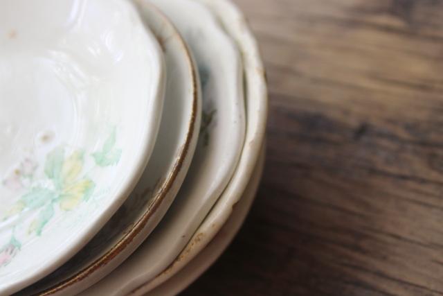 photo of collection of antique vintage china butter pats, shabby tiny plates different patterns #11