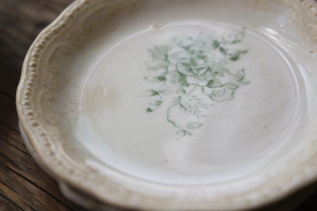 photo of collection of antique vintage china butter pats, shabby tiny plates different patterns #12