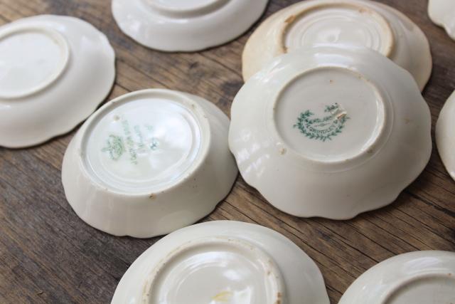 photo of collection of antique vintage china butter pats, shabby tiny plates different patterns #14