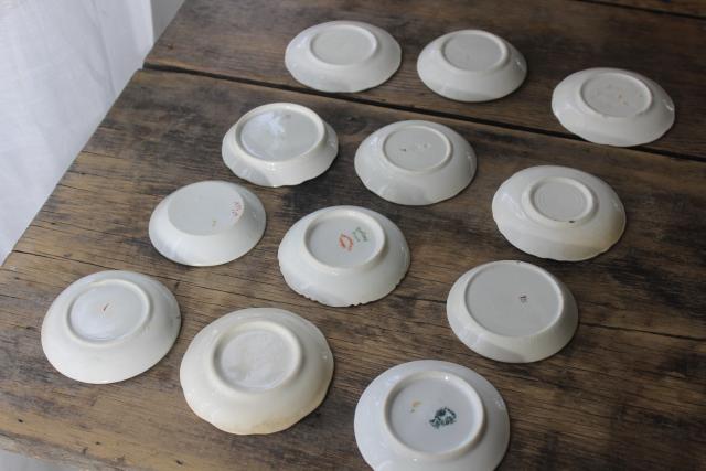 photo of collection of antique vintage china butter pats, shabby tiny plates different patterns #9