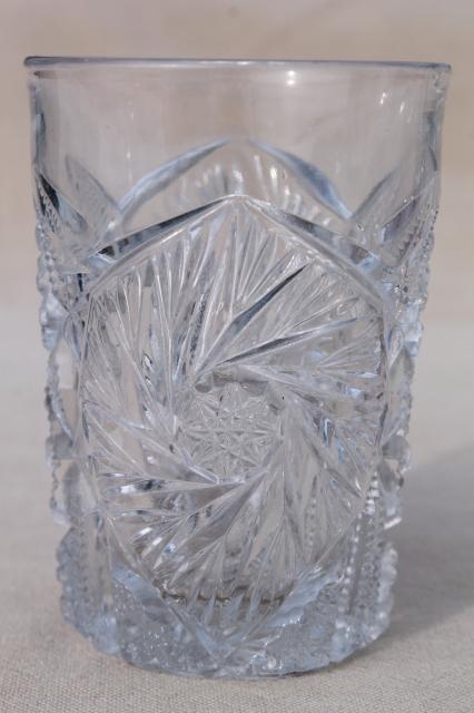 photo of collection of antique & vintage pressed pattern glass tumblers, cut glass patterns #3