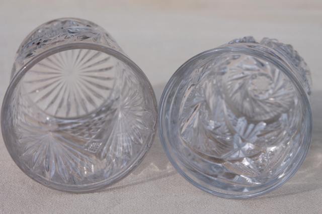 photo of collection of antique & vintage pressed pattern glass tumblers, cut glass patterns #4