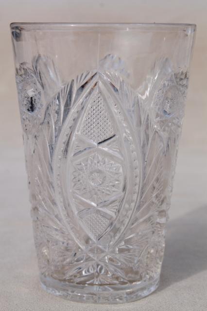 photo of collection of antique & vintage pressed pattern glass tumblers, cut glass patterns #8