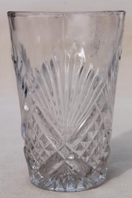 photo of collection of antique & vintage pressed pattern glass tumblers, cut glass patterns #9