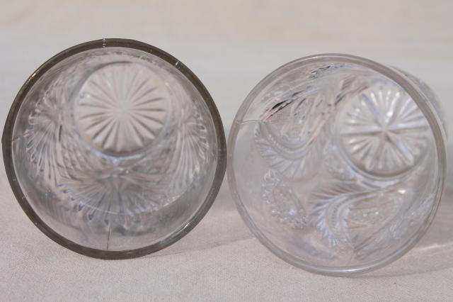 photo of collection of antique & vintage pressed pattern glass tumblers, cut glass patterns #10