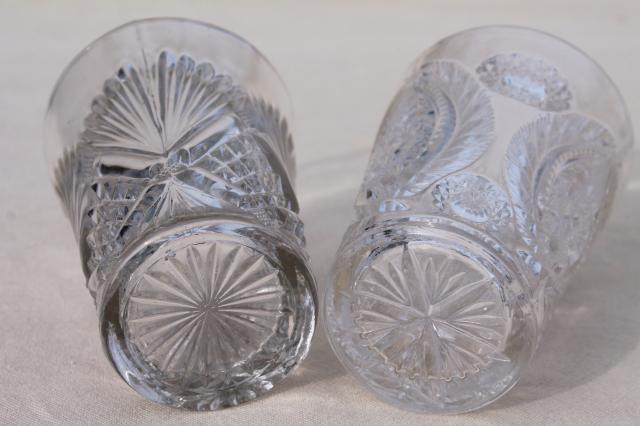 photo of collection of antique & vintage pressed pattern glass tumblers, cut glass patterns #11