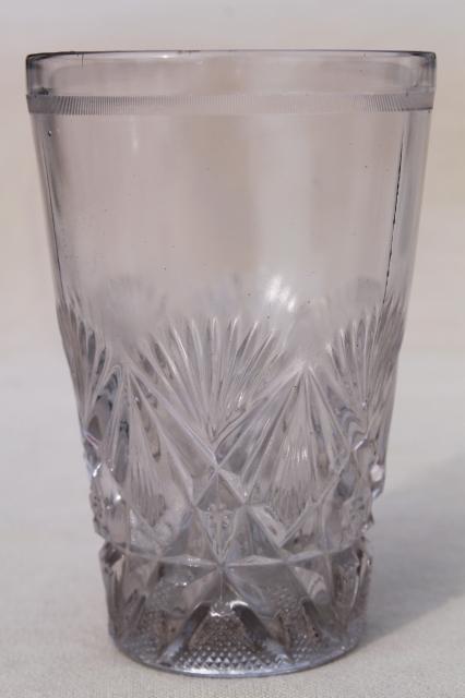 photo of collection of antique & vintage pressed pattern glass tumblers, cut glass patterns #12