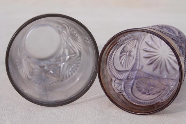 photo of collection of antique & vintage pressed pattern glass tumblers, cut glass patterns #14