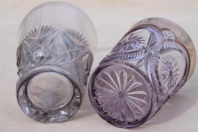 photo of collection of antique & vintage pressed pattern glass tumblers, cut glass patterns #15