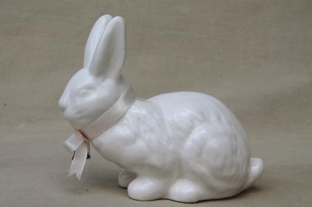 photo of collection of china bunny rabbit figurines, family of little white bunnies & Dept. 56 Easter decorations #5