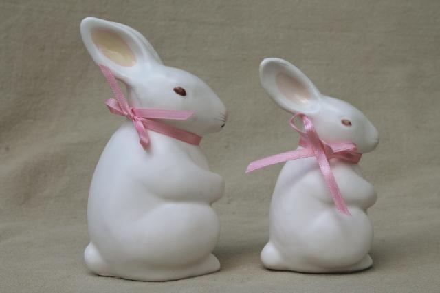 photo of collection of china bunny rabbit figurines, family of little white bunnies & Dept. 56 Easter decorations #6