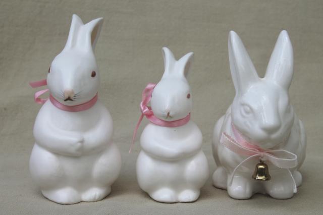 photo of collection of china bunny rabbit figurines, family of little white bunnies & Dept. 56 Easter decorations #7