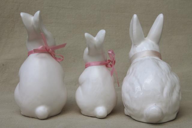 photo of collection of china bunny rabbit figurines, family of little white bunnies & Dept. 56 Easter decorations #8