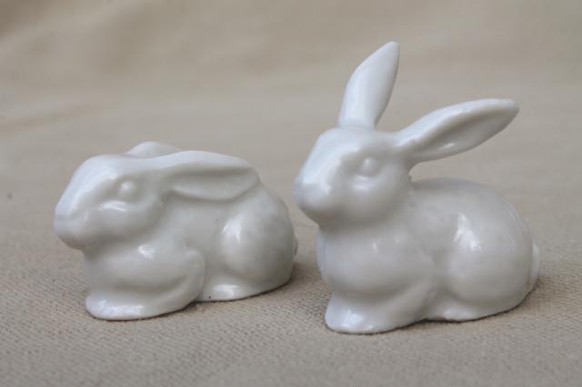 photo of collection of china bunny rabbit figurines, family of little white bunnies & Dept. 56 Easter decorations #12