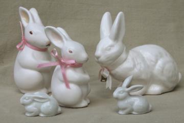 catalog photo of collection of china bunny rabbit figurines, family of little white bunnies & Dept. 56 Easter decorations