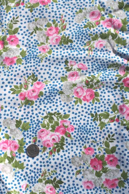 photo of collection of flowered prints 70s vintage fabric lot silky polyester pretty florals #4